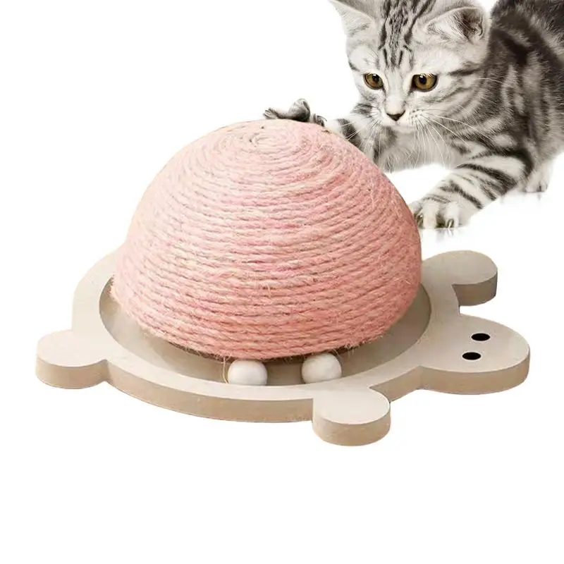 

Scratching Ball For Cats Turtle Shape Pet Half Ball Scratcher Sisal Scratcher Toy With Rolling Wood Balls Scratch-Resistant