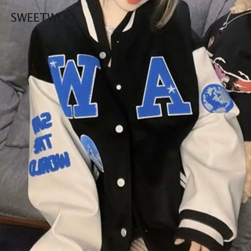 Women Letter Print Baseball Uniform 2022 Single Breasted Patchwork Oversize Jacket Korean Style Harajuku Unisex Bomber Coat Tide
Women Letter Print Baseball Uniform 2022 Single Breasted Patchwork Oversize Jacket Korean Style Harajuku Unisex Bomber Coat Tide