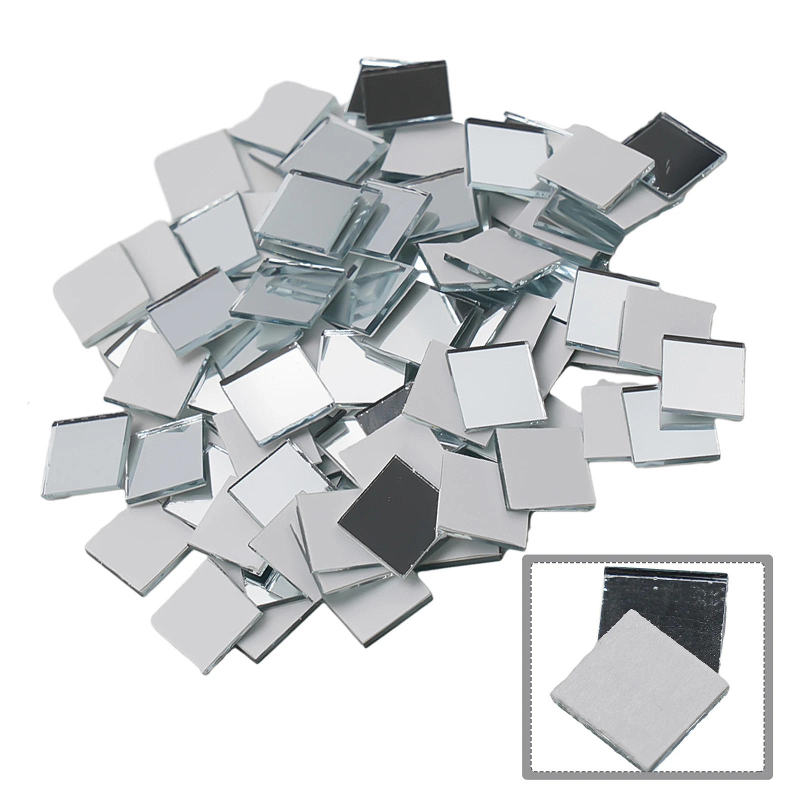 

100 Pieces Glass Mirror Mosaic Tiles Small Square DIY Self-Adhesive Wall Stickers Artwork Home Decor 10x10mm