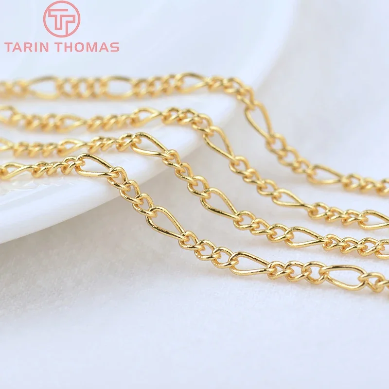 

Латунная цепочка Figaro 3 + 1 с покрытием из 18-каратного золота, ширина 2 м, 4289 мм, цепочки для ожерелья, высококачественные ювелирные аксессуары «сделай сам» (2,6)