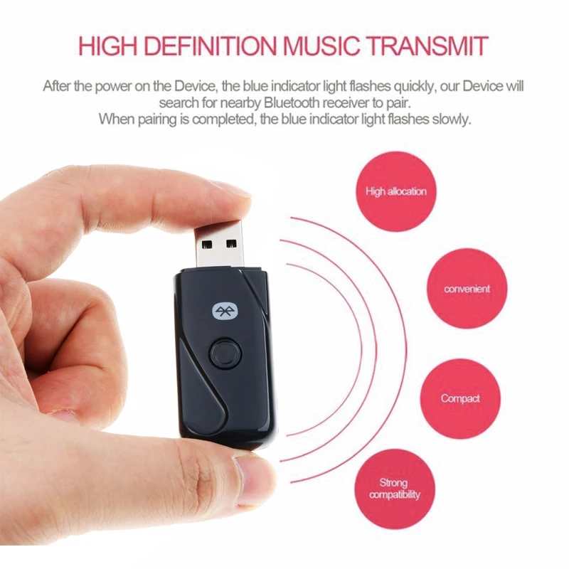 Wireless USB 2.0 Bluetooth-compatible Transmitters Mini Adapter BT 4.2 Audio Music Stereo Transmit Dongle
Wireless USB 2.0 Bluetooth-compatible Transmitters Mini Adapter BT 4.2 Audio Music Stereo Transmit Dongle