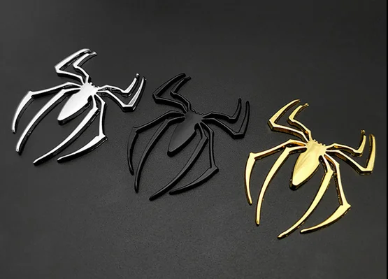 

3D Auto Stickers Metal Spider Shape Chrome Badge Emblem Decal Motorbike Modified Car Accessories