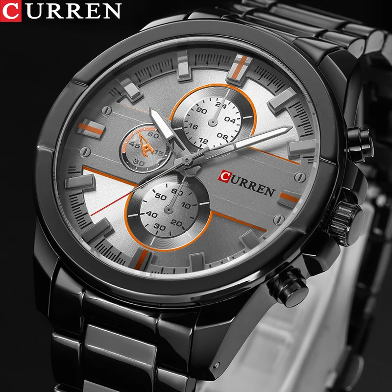 

Curren Top Brand Luxury Casual Sports Military Quartz Male Big Dial Full Stainless Steel Waterproof Gift Watch Relogio Masculino