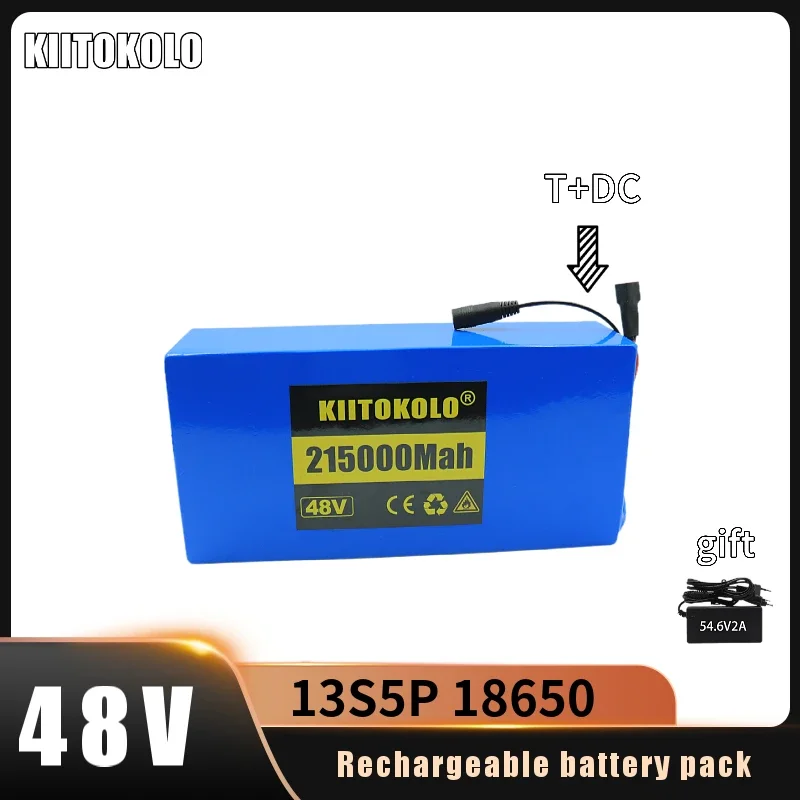 New 13S5P 48V 215000mah 18650 Lithium Battery Pack +54.6V 2A Charger Built-in BMS 500-1000W Electric Bicycle Battery + Charger
New 13S5P 48V 215000mah 18650 Lithium Battery Pack +54.6V 2A Charger Built-in BMS 500-1000W Electric Bicycle Battery + Charger