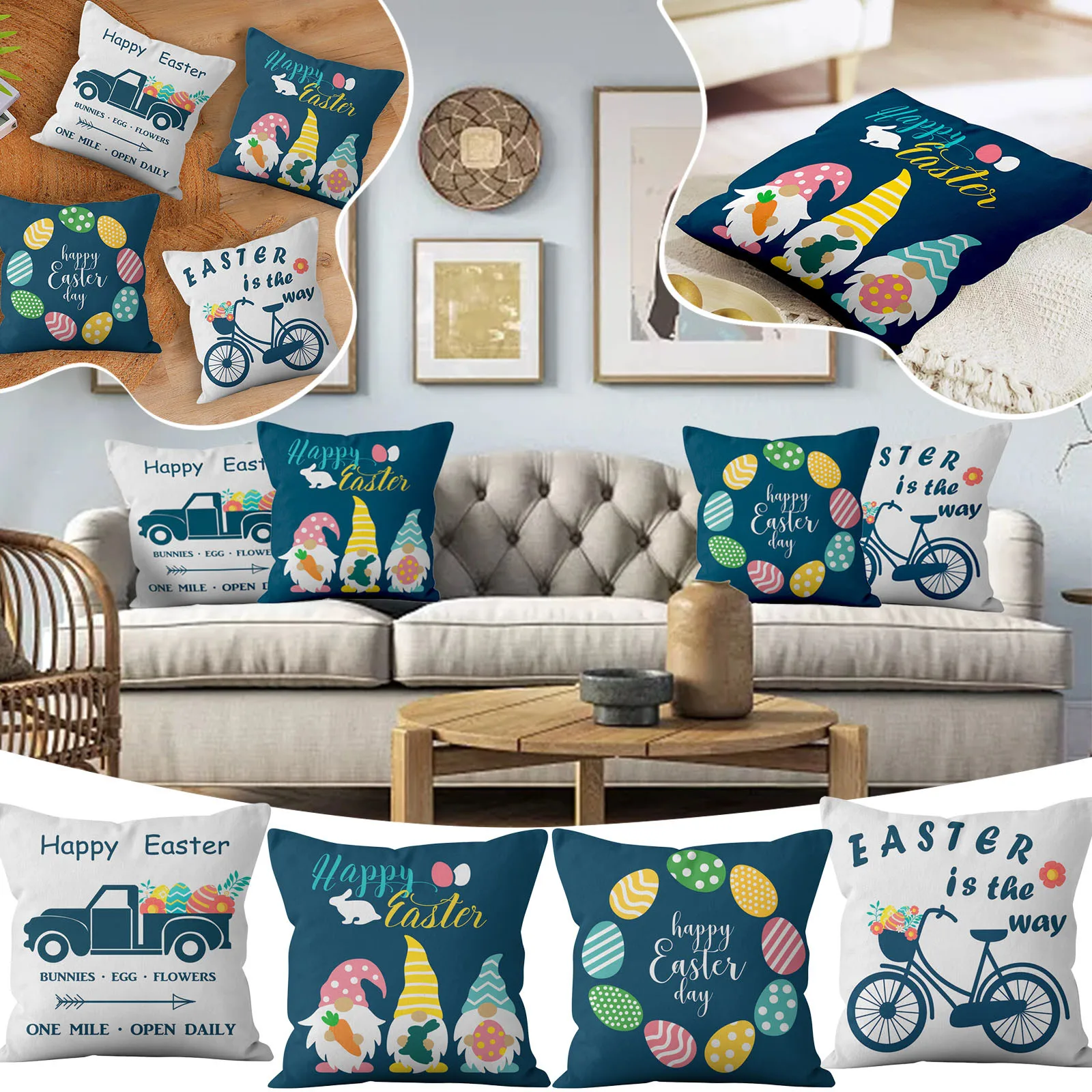 Throw Pillow Covers Easter Bunny Egg 2024 Happy Easter Pillowcases Decorative Cotton Pillows For Sofa Bed Party Supplies 45*45cm
Throw Pillow Covers Easter Bunny Egg 2024 Happy Easter Pillowcases Decorative Cotton Pillows For Sofa Bed Party Supplies 45*45cm