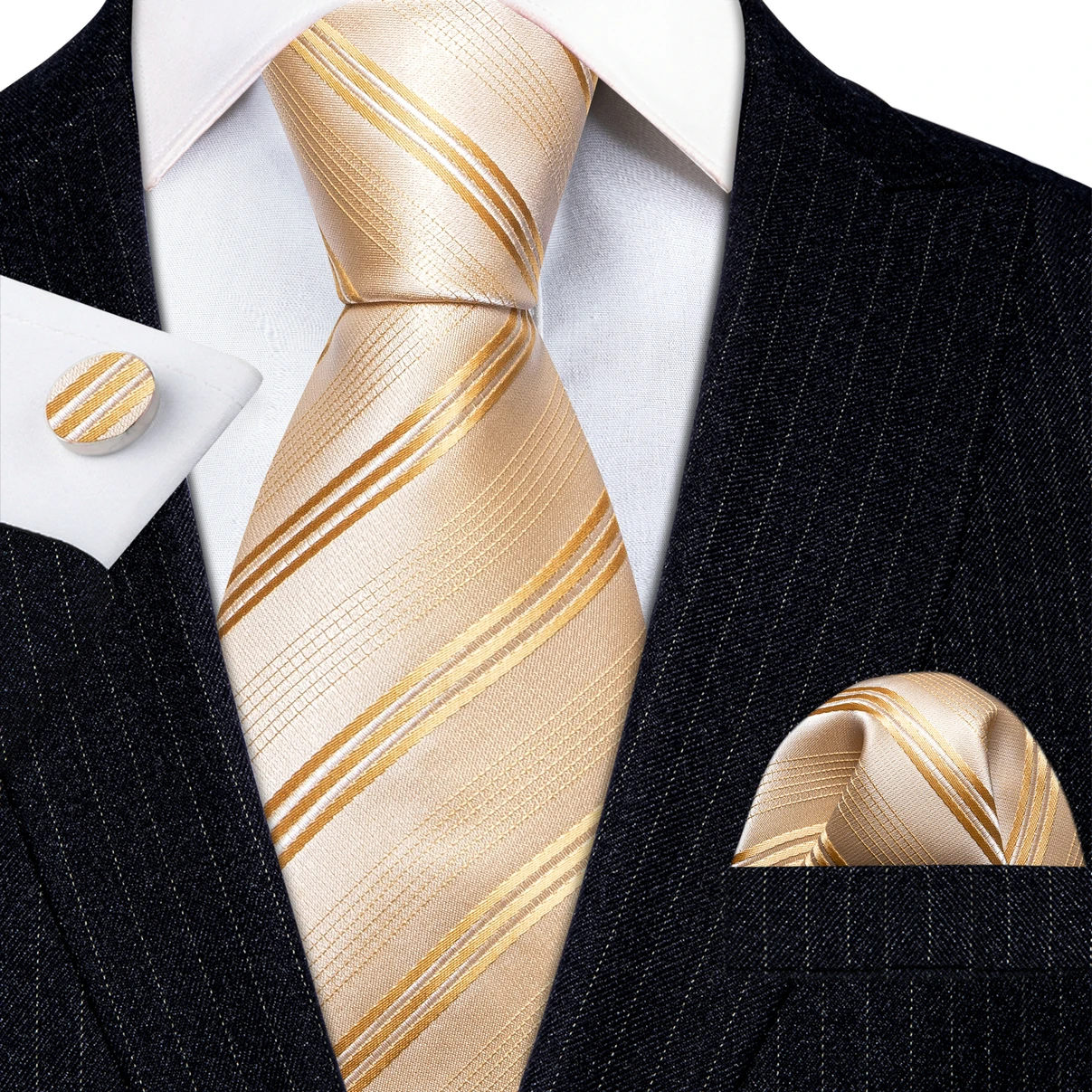Luxury Silk Tie for Mens Gold Striped Necktie Handkerchief Cufflinks Set Wedding Gift Corbatas Tie Clip Brooch Barry·Wang 6228
Luxury Silk Tie for Mens Gold Striped Necktie Handkerchief Cufflinks Set Wedding Gift Corbatas Tie Clip Brooch Barry·Wang 6228