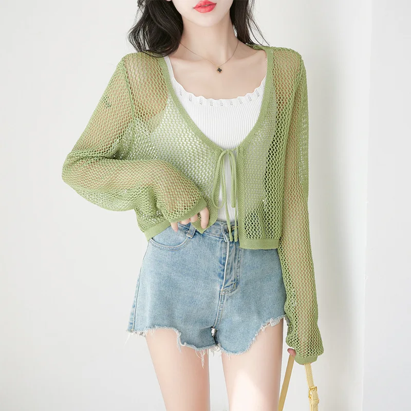 Hollow Out Spring Summer Long Sleeve Jacket Knitted Cardigan Korean Fashion Sweater Knit Tops Sun Protection Casual Loose Coats
Hollow Out Spring Summer Long Sleeve Jacket Knitted Cardigan Korean Fashion Sweater Knit Tops Sun Protection Casual Loose Coats