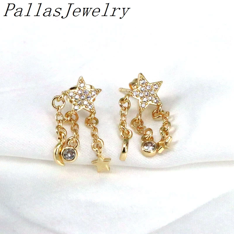 10Pairs,Fashion Style Ear Earring Gold Plated Brass Special Design Cz Star Tassel Chain Earrings women Charm Party Jewelry Gift
10Pairs,Fashion Style Ear Earring Gold Plated Brass Special Design Cz Star Tassel Chain Earrings women Charm Party Jewelry Gift