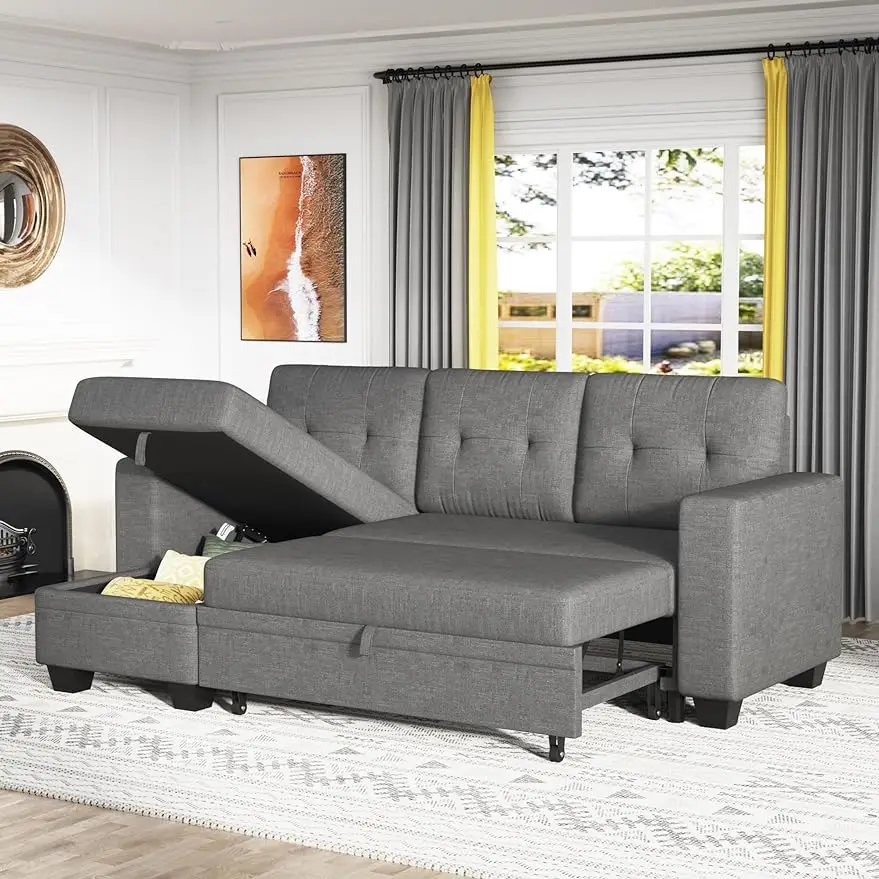 Sleeper Sofa, Sofa Bed L Shaped Sectional Couch with Reversible Storage Chaise Lounge, Modern Fabric Pull Out Couch & Couch Bed
Sleeper Sofa, Sofa Bed L Shaped Sectional Couch with Reversible Storage Chaise Lounge, Modern Fabric Pull Out Couch & Couch Bed