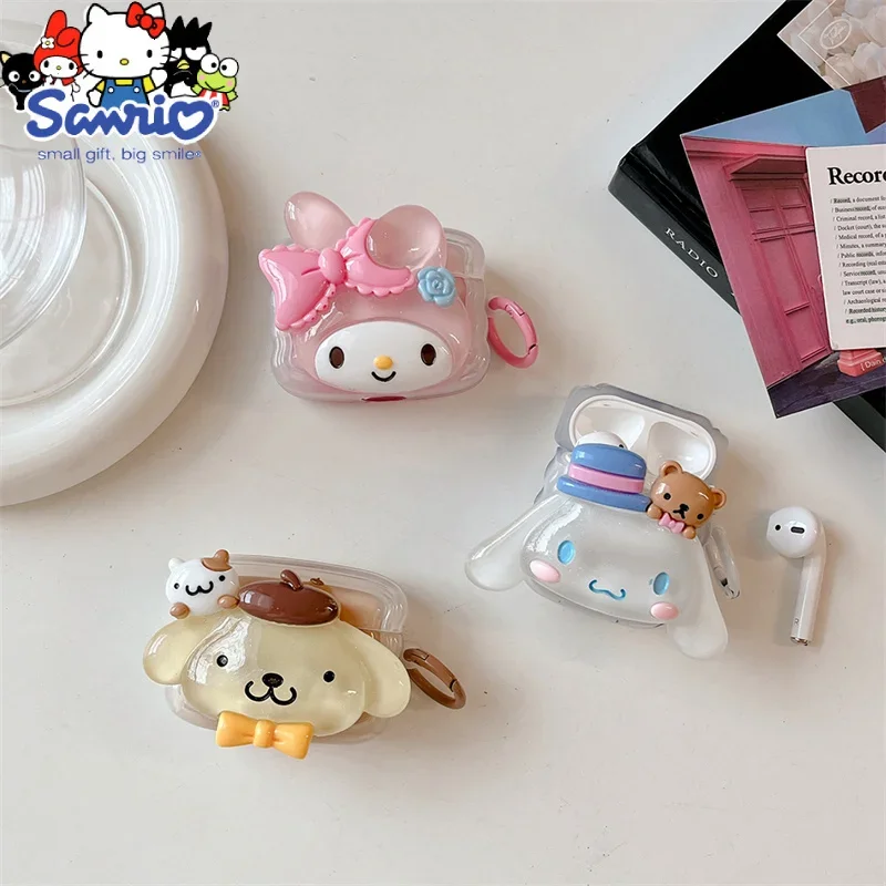 

3D Sanrio Cinnamoroll Doll Luminous for Mobile phone AirPods 1 2 3 Case AirPods Pro 2 Case Earphone Accessories Air Pod Cover