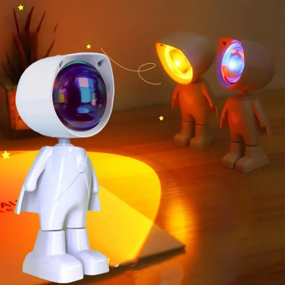 Astronaut Robot Projector Lamp Sunset Light 360 Degree Rotating Adjustable Brightness Colorful Mini Night Light
Astronaut Robot Projector Lamp Sunset Light 360 Degree Rotating Adjustable Brightness Colorful Mini Night Light