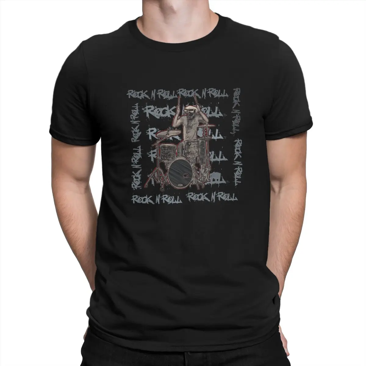 

Мужская Футболка Rock N Roll, модная футболка из полиэстера с изображением черепа, аксессуар для хипстера