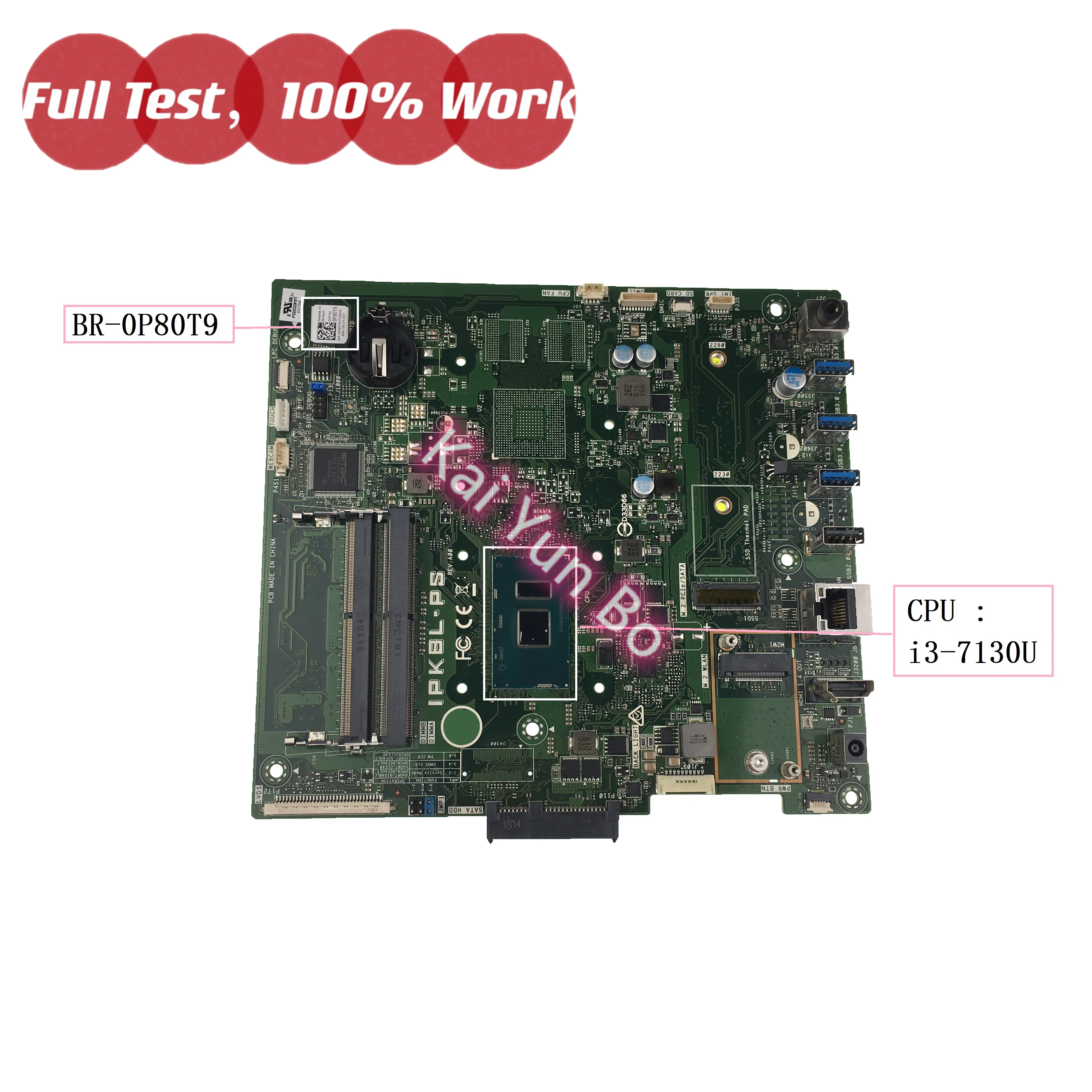 

For Dell 3277 3477 Laptop Motherboard BR-0P80T9 0P80T9 P80T9 with i3-7130U CPU DDR4 MainBoard 100% Tested OK