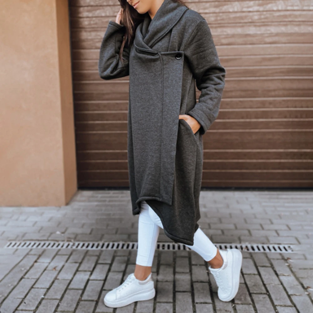 Women New Fashion Irregular Solid Color Long-Sleeved Windbreaker Commuting Rest Stacked Sleeves Lapel Loose Sweater Jacket 
Women New Fashion Irregular Solid Color Long-Sleeved Windbreaker Commuting Rest Stacked Sleeves Lapel Loose Sweater Jacket