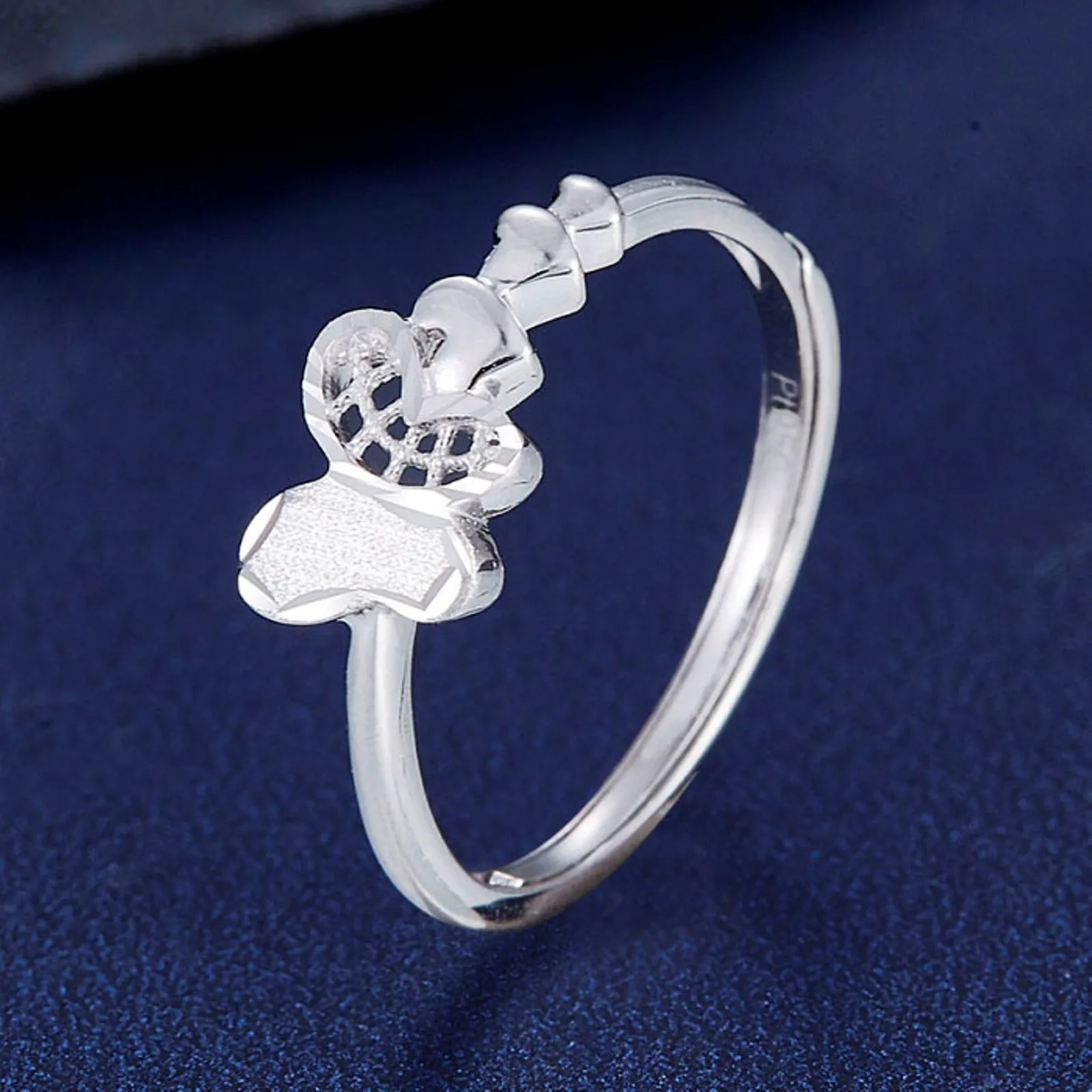 

Браслет из натуральной чистой платины 950, подарок для женщин, кольцо с сердечком и бабочкой на удачу, 1,89-2,1 г