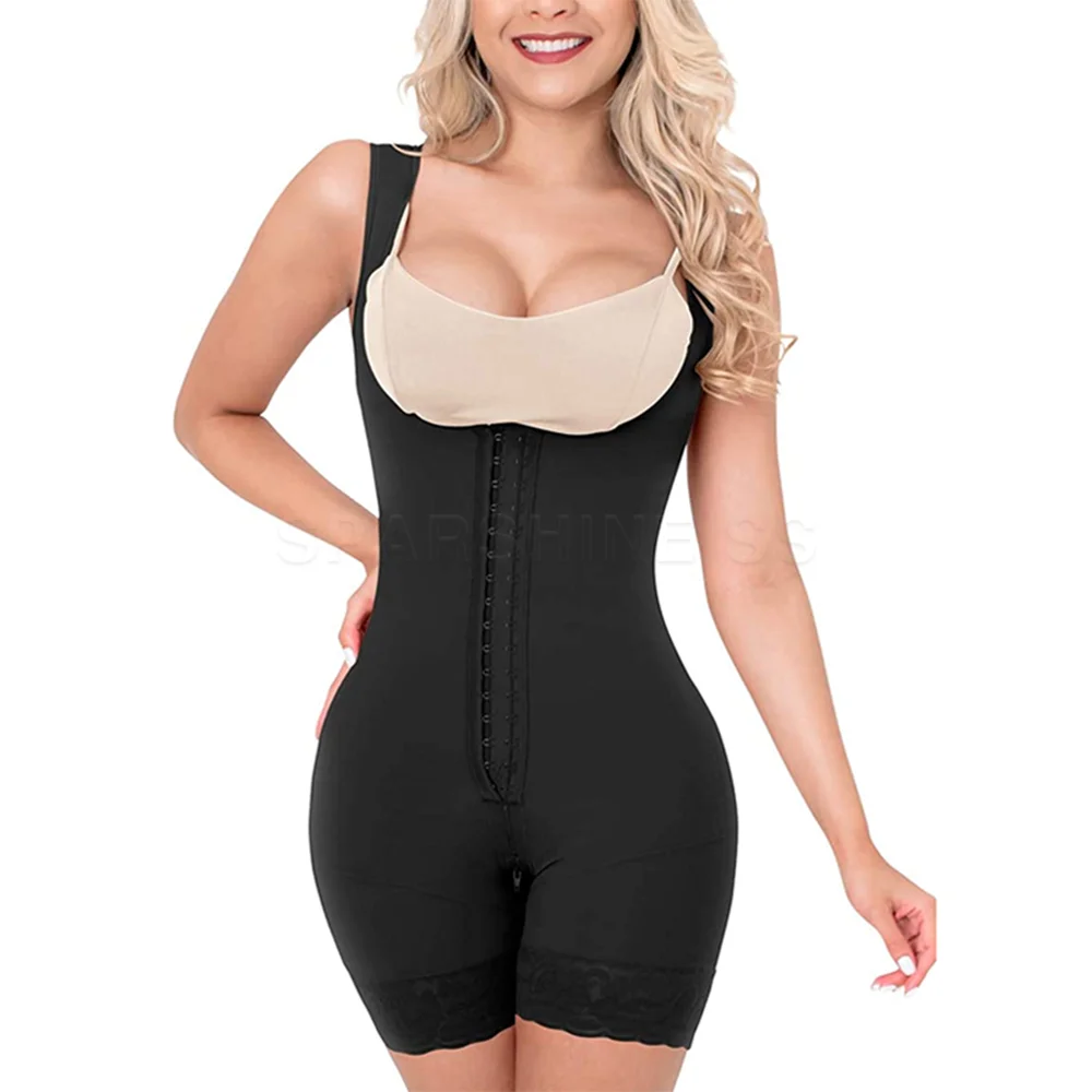 

Women's Shapewear Hook And Eye Open Bust Control Adjustable Wide Shoulder Strap Full Body Shaper Tummy Control Butt Lifter