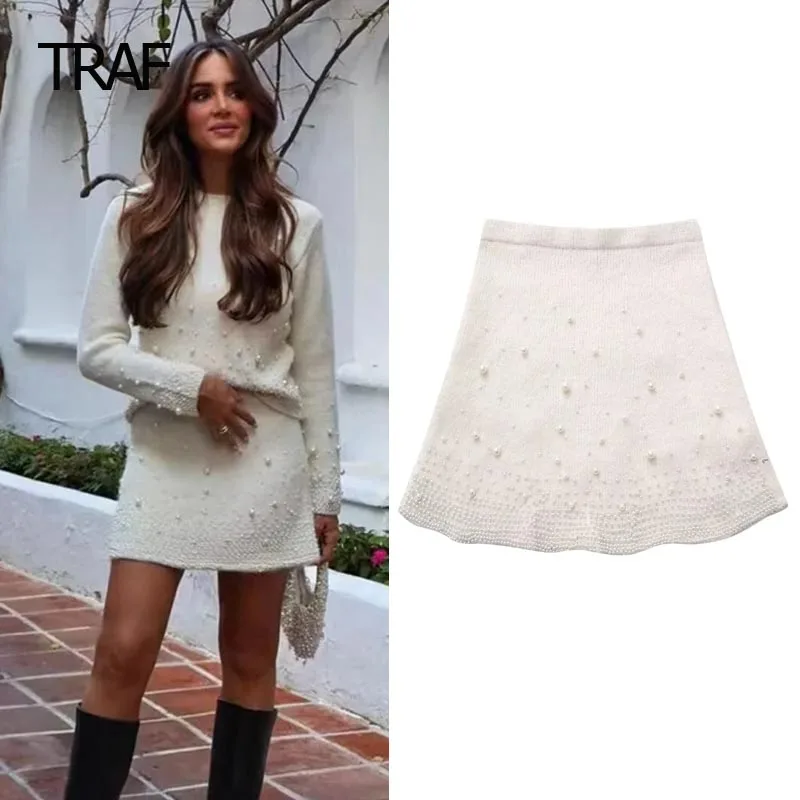 TRAF Mini Rhinestones Skirts Short Skirts For Women Autumn Knit White Mid Waist Wrap Skirt Elegant Fashion Social Women's Skirts
TRAF Mini Rhinestones Skirts Short Skirts For Women Autumn Knit White Mid Waist Wrap Skirt Elegant Fashion Social Women's Skirts