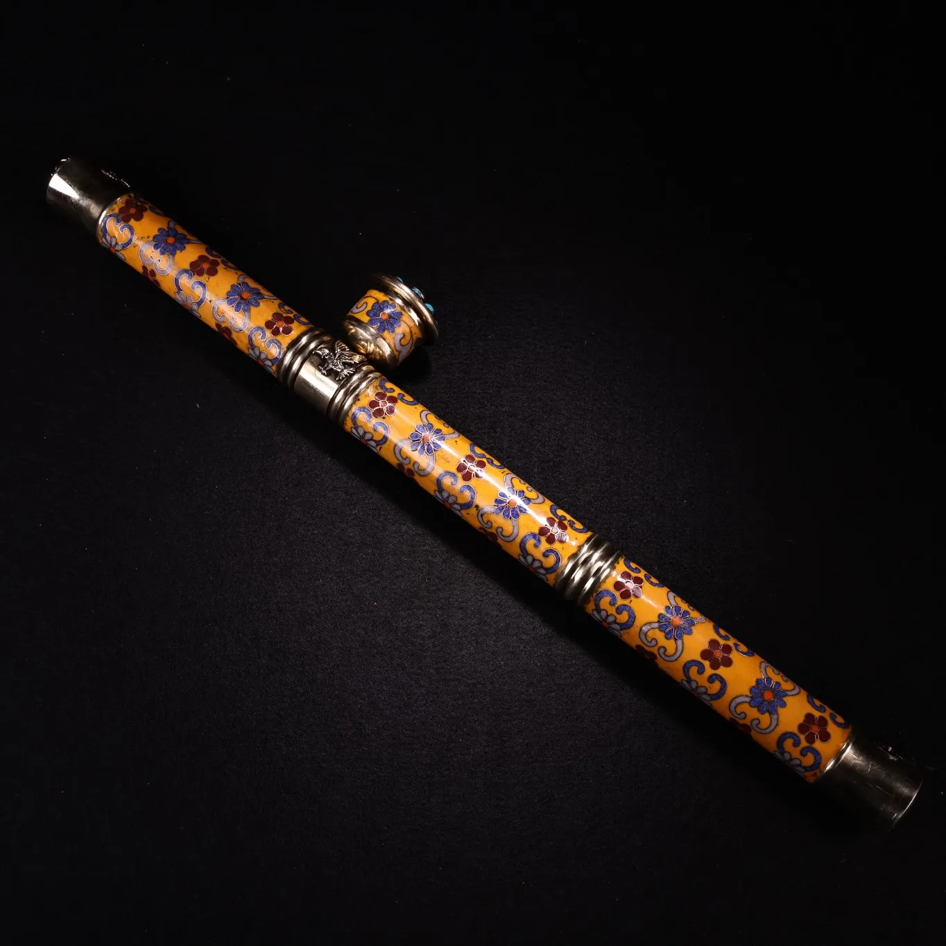 17"Tibetan Temple Collection Bronze Cloisonne Enamel mosaic gem eye bag tube smoking tool office ornament Town house Exorcism
17"Tibetan Temple Collection Bronze Cloisonne Enamel mosaic gem eye bag tube smoking tool office ornament Town house Exorcism