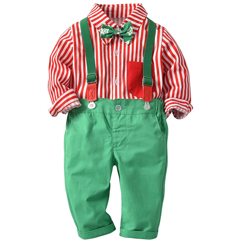 

4Piece Sets Spring Autumn Boys Boutique Clothing Korean Fashion Gentleman Stripe Long Sleeve Baby Tops+Pants Kids Clothes BC1647