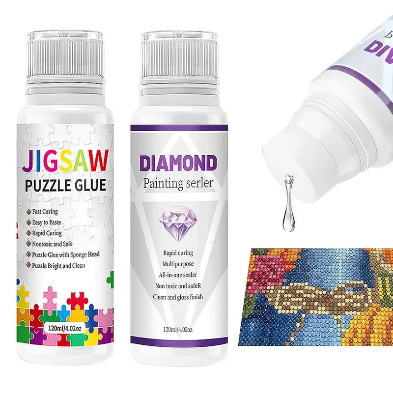

120ml Puzzles Diamond Painting Sealer Glue Silicone Brush Kits Permanent Hold&Shine Effect Glue DIY Handmade Crafts Making Tools