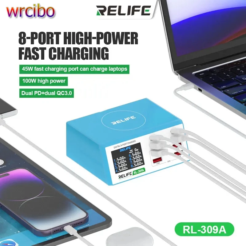 Relife RL-309A 100 Вт Высокая мощность 8 портов настольная Быстрая зарядка супер двойной PD + QC 3,0 для мобильных телефонов/планшетов/ноутбуков зарядка
Relife RL-309A 100 Вт Высокая мощность 8 портов настольная Быстрая зарядка супер двойной PD + QC 3,0 для мобильных телефонов/планшетов/ноутбуков зарядка