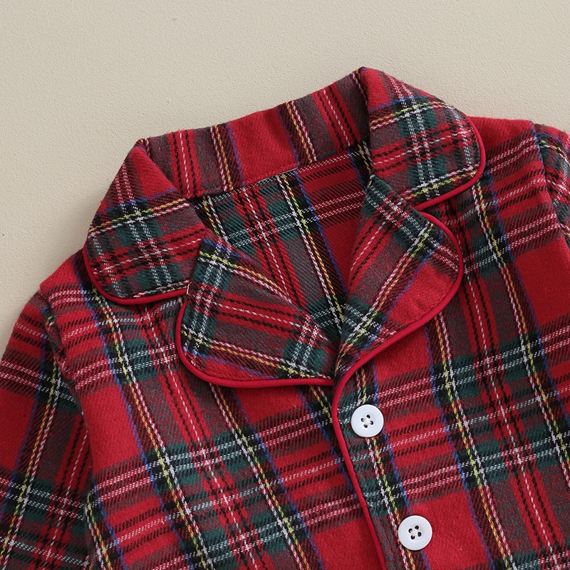 Kids Christmas Pajamas Set Plaid Button up Long Sleeve Shirt and Elastic Pants Loungewear Sleepwear
Kids Christmas Pajamas Set Plaid Button up Long Sleeve Shirt and Elastic Pants Loungewear Sleepwear