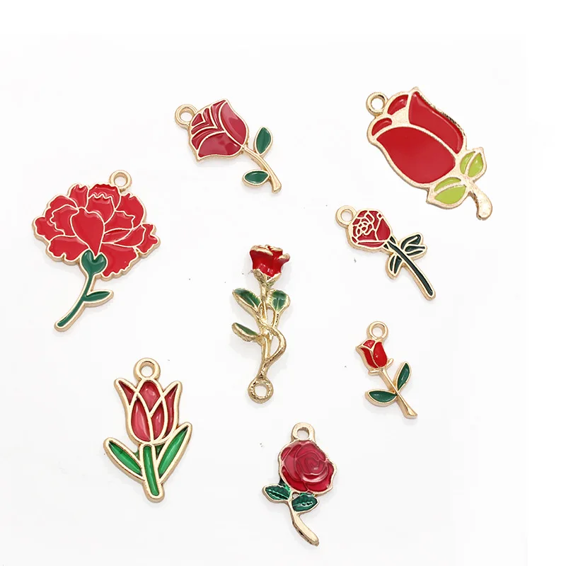10Pcs/lot Gold Color Enamel Rose Flower Charms Plants Pendant Fit Necklaces Earrings Jewelry Making Handcrafted Accessories
10Pcs/lot Gold Color Enamel Rose Flower Charms Plants Pendant Fit Necklaces Earrings Jewelry Making Handcrafted Accessories