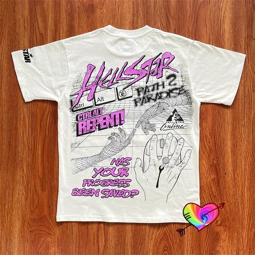 

2023 Hellstar Studios Online Tee Men Women Hellstar T-shirt Path To Paradise Tops Hip Hop Crewneck Process Short Sleeve