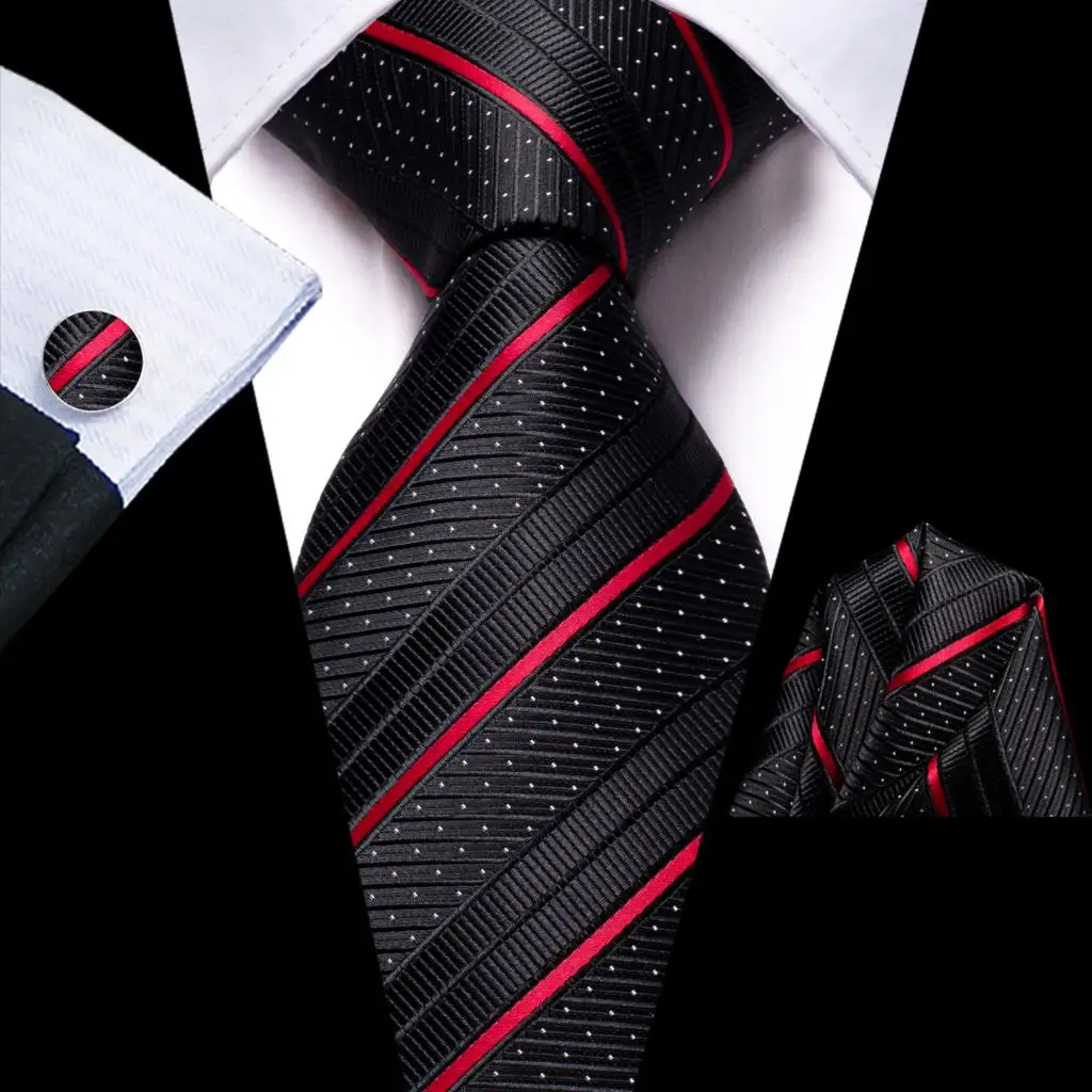 Striped Black Red Silk Wedding Tie For Men Handky Cufflink Gift Men Necktie Fashion Business Party Dropshiping Hi-Tie Designer
Striped Black Red Silk Wedding Tie For Men Handky Cufflink Gift Men Necktie Fashion Business Party Dropshiping Hi-Tie Designer