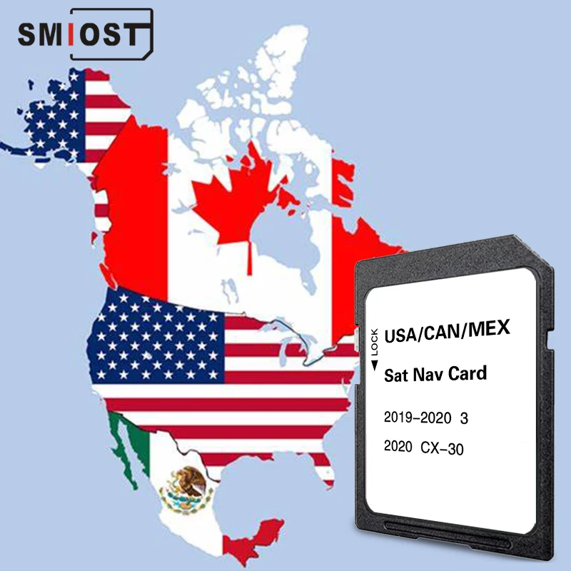 

SMIOST North America Maps SD Card for Mazda 3 CX30 2019-2020 Car Navigation Memory Card 8GB GPS Update Sat Nav Software 2022