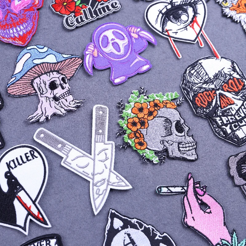 Hippie/Punk Iron-on Fusible Patch Skull Rock and Roll Patches for Clothing Embroidery Appliques Patches on Clothing
Hippie/Punk Iron-on Fusible Patch Skull Rock and Roll Patches for Clothing Embroidery Appliques Patches on Clothing