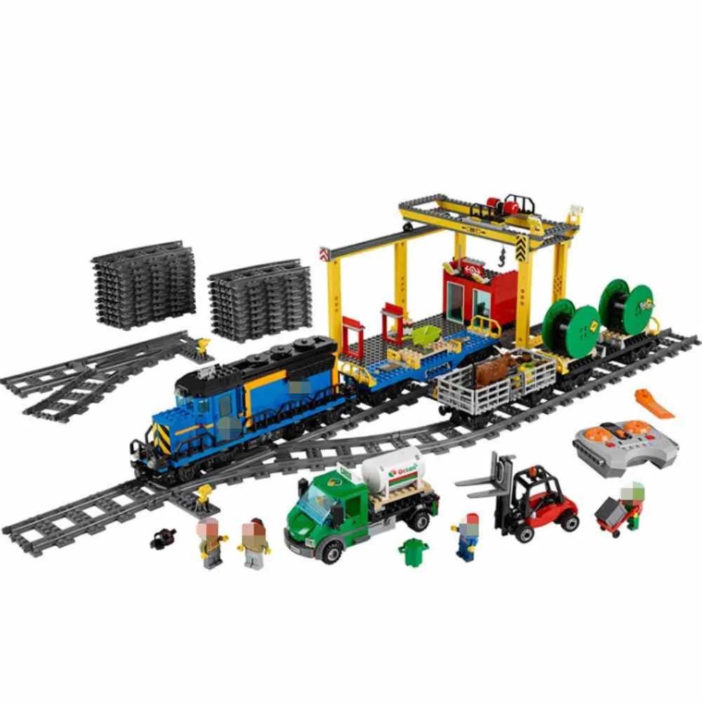 

60098 02008 60052 с фигурками город Радиоуправляемый тяжелый грузовой поезд модель строительные блоки кирпичи подарок на день рождения для детей игрушка