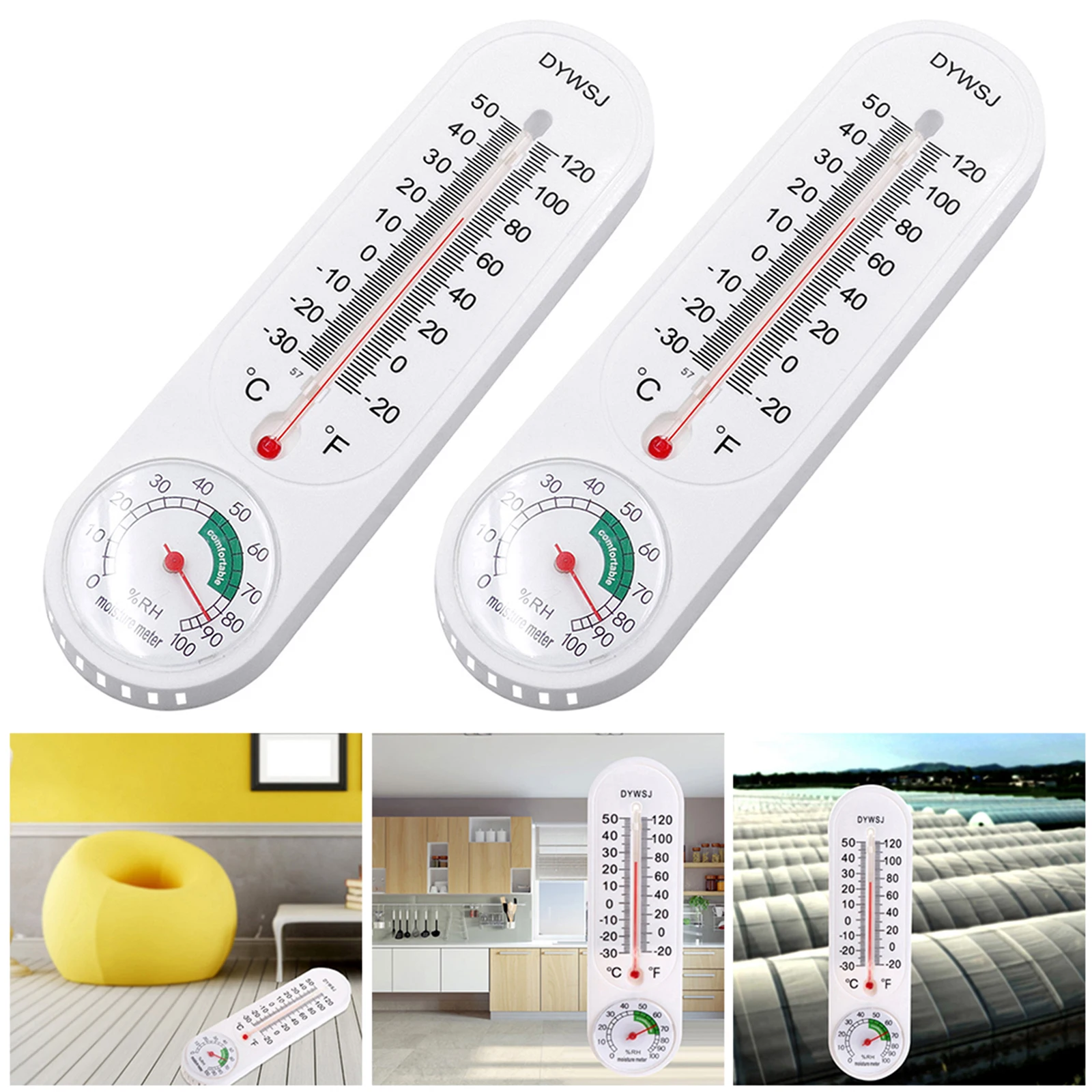 

2 In 1 Breeding Thermometer Design Wall-mounted Thermometer Hygrometer Garden Indoor Room Temperature Humidity Meter Gauge