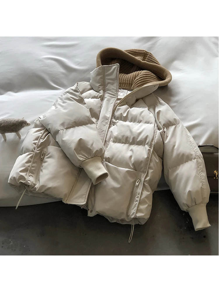 Beige Knitted Patchwork Parka Jacket For Women 2022 Autumn Winter Overcoat Female Korean Style Casual Warm Quilted Padded Coat
Beige Knitted Patchwork Parka Jacket For Women 2022 Autumn Winter Overcoat Female Korean Style Casual Warm Quilted Padded Coat