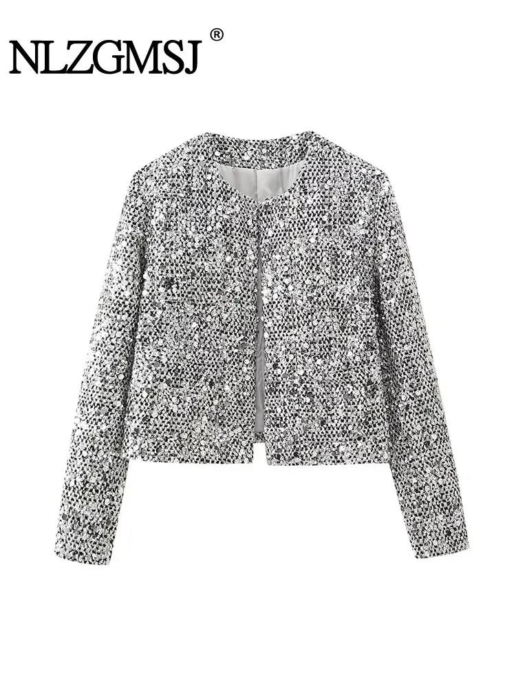 TRAF 2024 Autumn Tweed Cropped Jacket Women Fashion Sequin Coat Woman Long Sleeve Elegant Jackets For Women New Outerwear
TRAF 2024 Autumn Tweed Cropped Jacket Women Fashion Sequin Coat Woman Long Sleeve Elegant Jackets For Women New Outerwear