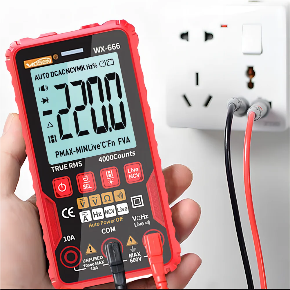 QHTITEC WX666 Digital Mini Multimeter Tester Auto Multimetro True Rms Tranistor Meter with NCV Data Hold 4000counts Flashlight
QHTITEC WX666 Digital Mini Multimeter Tester Auto Multimetro True Rms Tranistor Meter with NCV Data Hold 4000counts Flashlight
