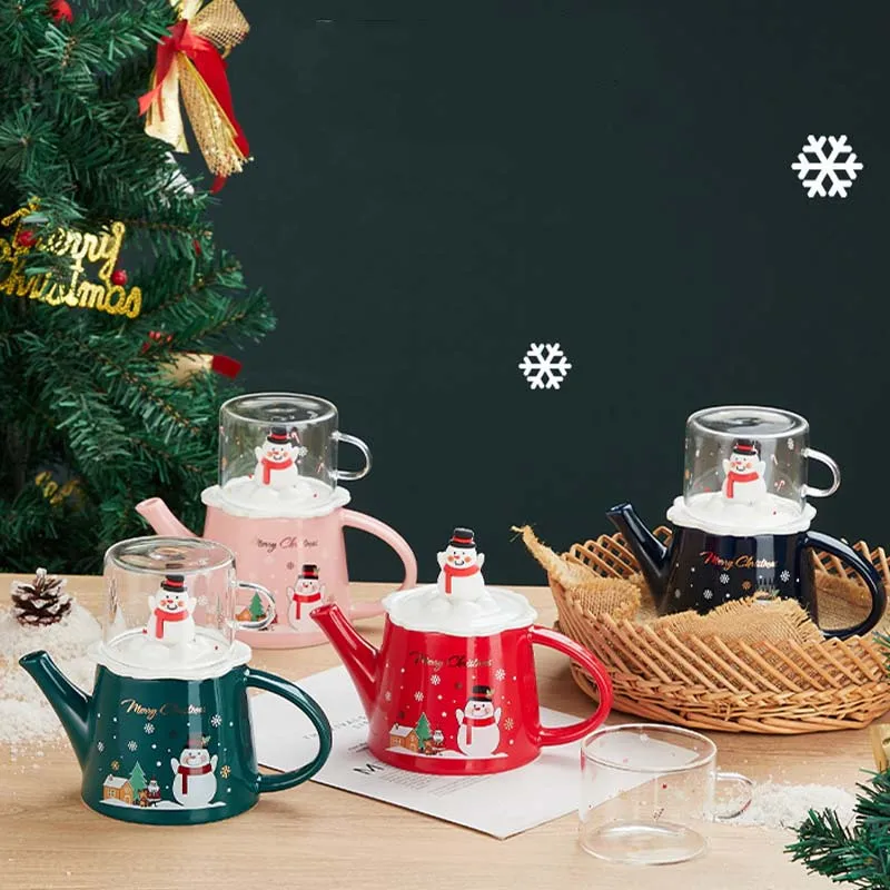Cute Cartoon Christmas Snowman Tea Set Durable Ceramic Anti-Scald Teapot and Glass Cup Kits with Filter Porcelain Kitchen Tools
Cute Cartoon Christmas Snowman Tea Set Durable Ceramic Anti-Scald Teapot and Glass Cup Kits with Filter Porcelain Kitchen Tools