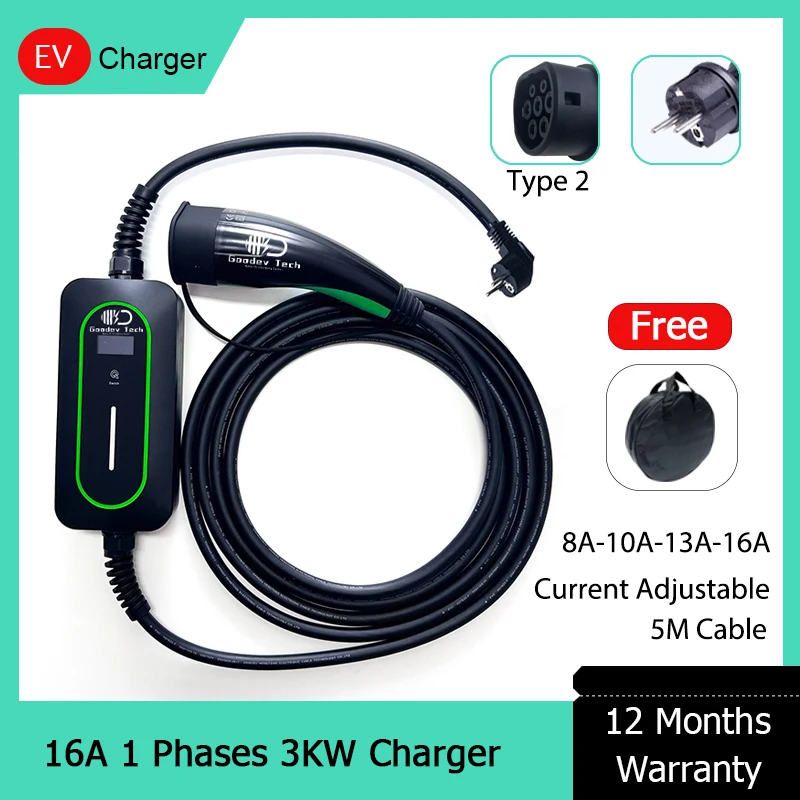 

Level 2 Controller Box Electric Vehicle Home Car Charger Station Type 1 Type 2 GB/T 250 Volt 3.6KW 16 Amp EV With GBT BYD ID 4 6