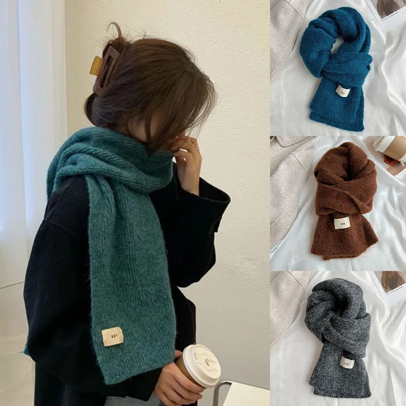 

Fashion Women Cashmere Scarves Lady Winter Thicken Warmer Soft Pashmina Shawls Wraps Female Pure Colour Knitted Long Sweet Scarf