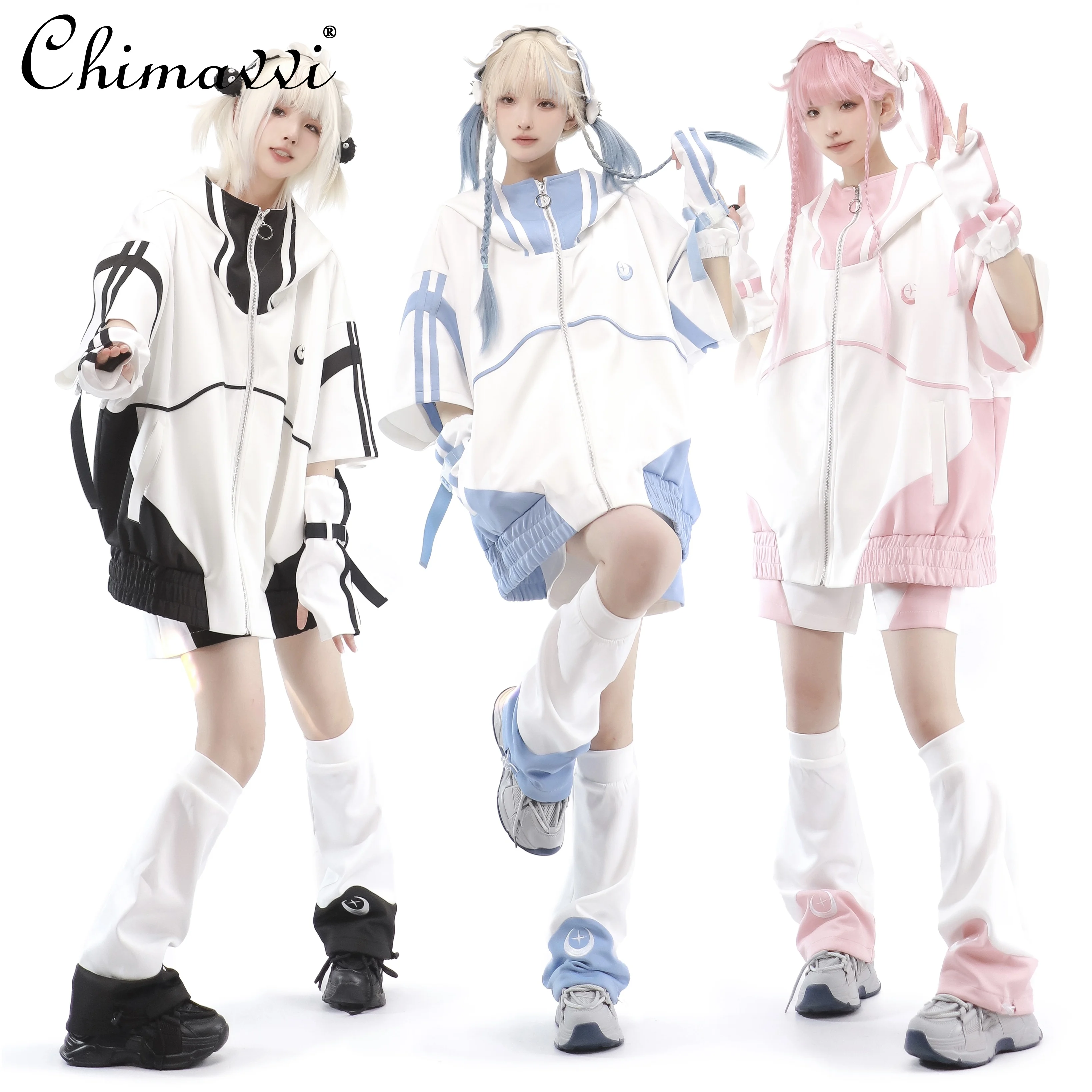 Спортивная одежда майки с коротким рукавом, осенняя одежда, новинка, Свободное пальто на молнии для девушек, шорты, модная женская одежда 
Спортивная одежда майки с коротким рукавом, осенняя одежда, новинка, Свободное пальто на молнии для девушек, шорты, модная женская одежда