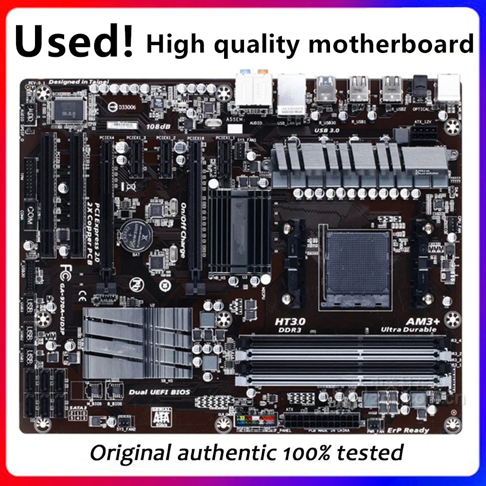 Используется для оригинальной настольной материнской платы версии 970A-UD3P с разъемом AM3 + DDR3 32 Гб SATA3 USB3.0 для AMD 970 970M FX 
Используется для оригинальной настольной материнской платы версии 970A-UD3P с разъемом AM3 + DDR3 32 Гб SATA3 USB3.0 для AMD 970 970M FX