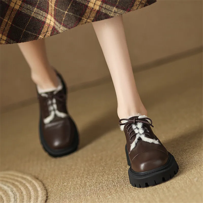 2022 Winter New Cow Leather Platform Shoes Casual Round Toe Shoes Woman Chunky Heel Lace-up Lamb Wool Women Pumps Women Shoes
2022 Winter New Cow Leather Platform Shoes Casual Round Toe Shoes Woman Chunky Heel Lace-up Lamb Wool Women Pumps Women Shoes