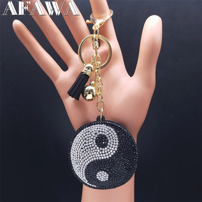 Yin Yang Taichi Symbols Key Chain Crystal Gold Color Tassel Pendant Keychain Jewelry llavero hombre K2808S01
Yin Yang Taichi Symbols Key Chain Crystal Gold Color Tassel Pendant Keychain Jewelry llavero hombre K2808S01