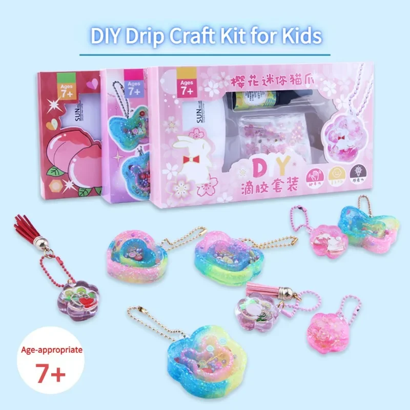 

Children's DIY Drip Glue Set of Parent-child Activities Toys Cat Paw Keychain Charm Making Materials Package