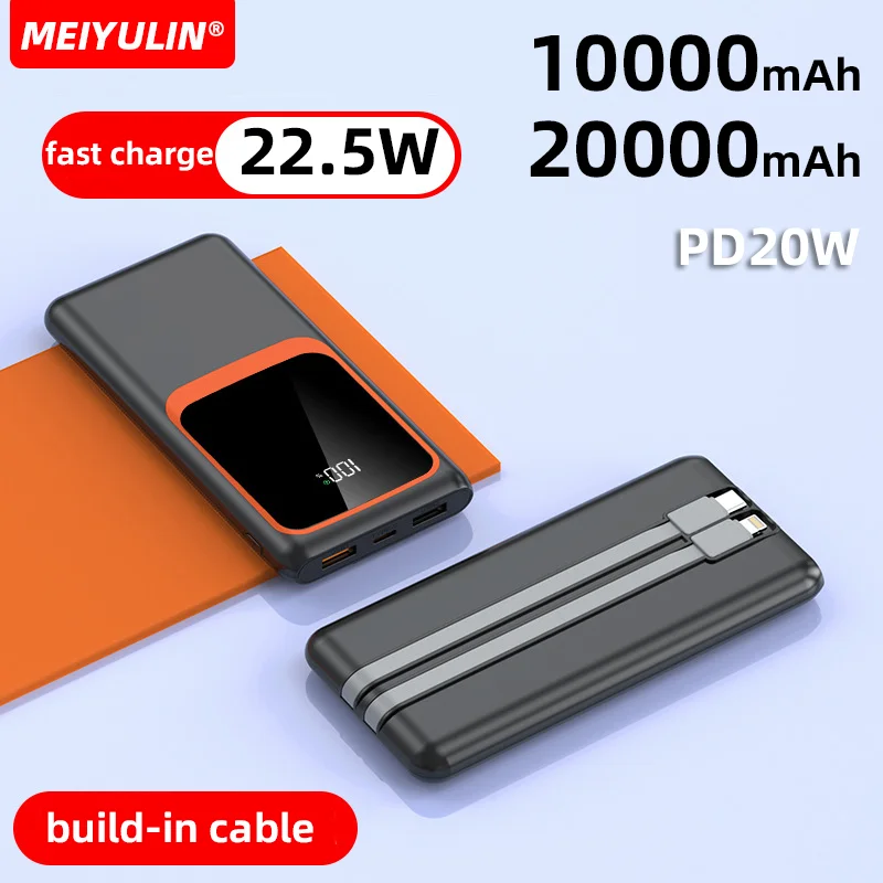 

Large Capacity 20000mAh Power Bank 22.5W USB C Fast Charger Portable 10000mAh External Spare Battery For iPhone Xiaomi Samsung