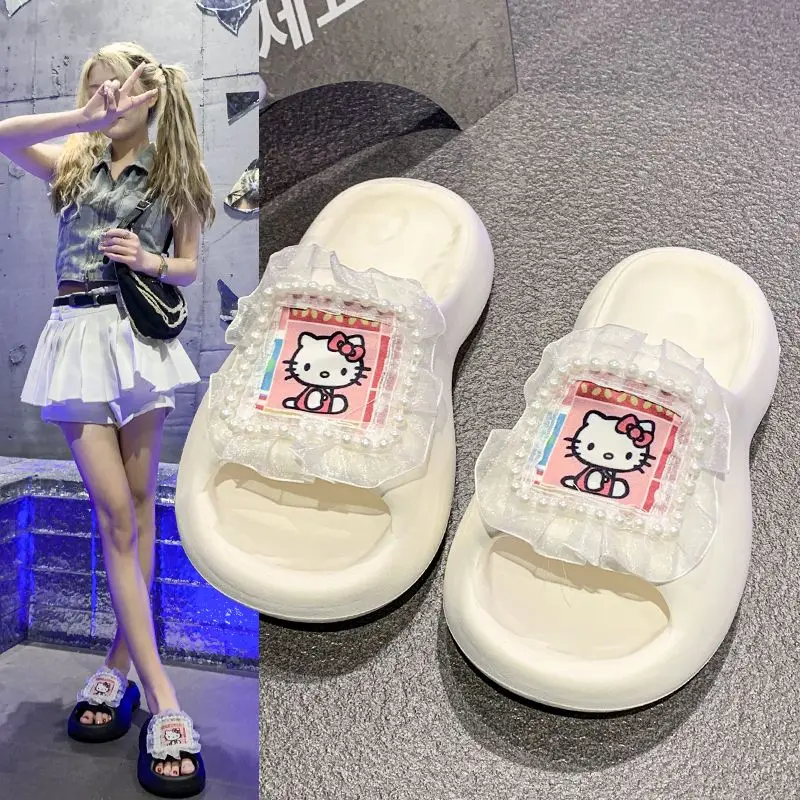 Kawaii Sanrio Slippers Anime Cute Hello Kitty Cartoon Lace Anti Slip Thick Bottom Lightweight and Comfortable Sandal Gifts Girls
Kawaii Sanrio Slippers Anime Cute Hello Kitty Cartoon Lace Anti Slip Thick Bottom Lightweight and Comfortable Sandal Gifts Girls