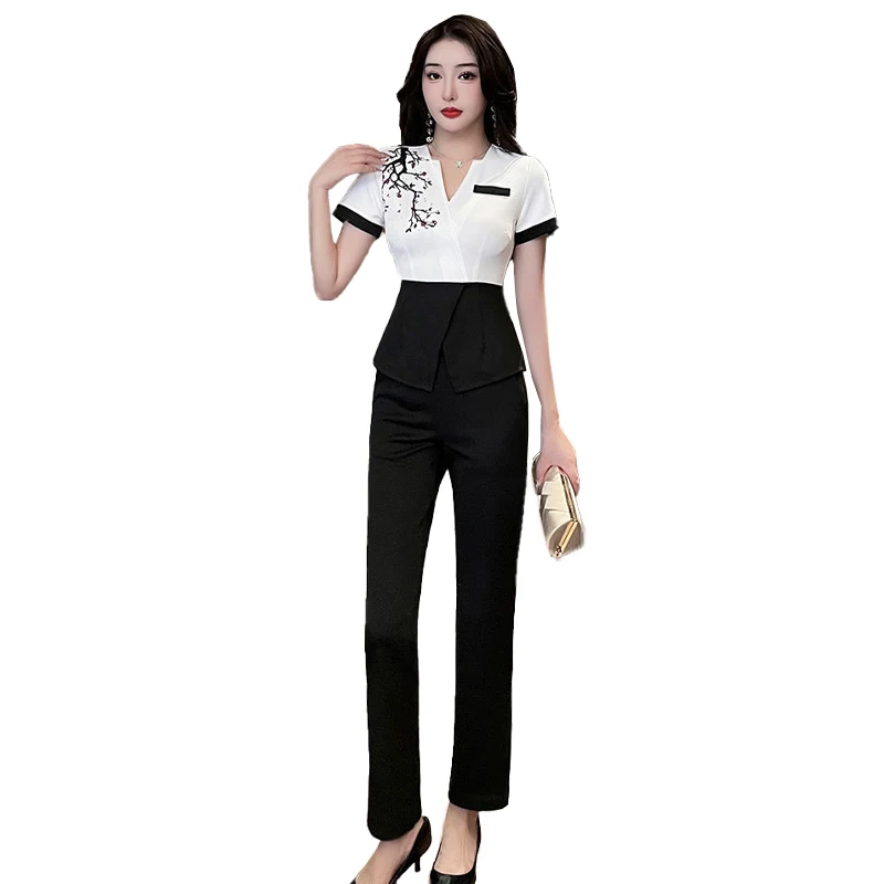 

Beauty Salon Spa Uniform Attendant Beautician Massage Overalls Sauna Foot Bath Technician Set Clothes and Pants Two-piece