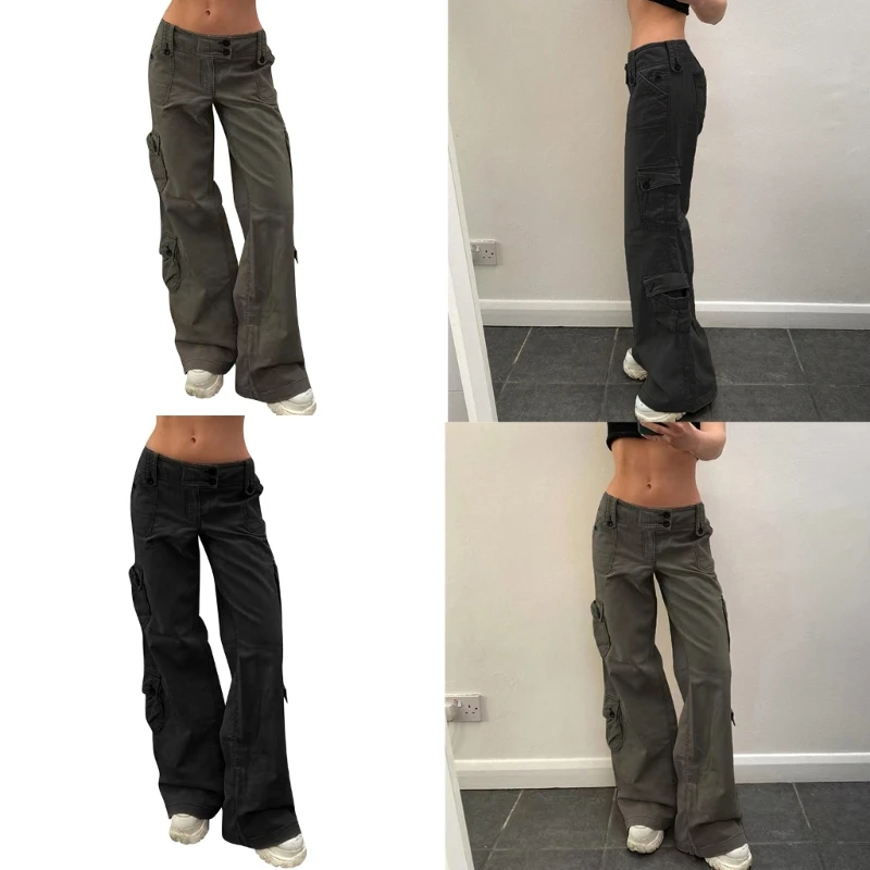 

Baggy Pants Cargo Trousers for Womens Parachute Pants Y2K Casual Low Waisted Wide Leg Jogger Loose Parachute Trousers