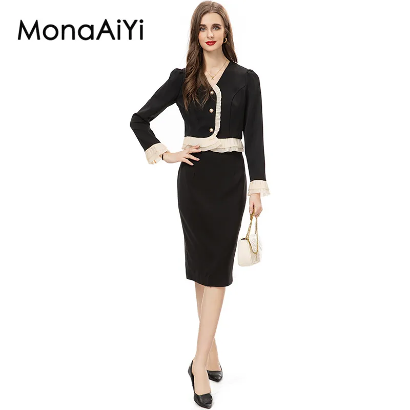 MonaAiYi Elegant Fake Two Pieces Dress Spring/Summer New Fashion Design Women's Beading Single-Breasted Spliced Ruffle Dresses
MonaAiYi Elegant Fake Two Pieces Dress Spring/Summer New Fashion Design Women's Beading Single-Breasted Spliced Ruffle Dresses