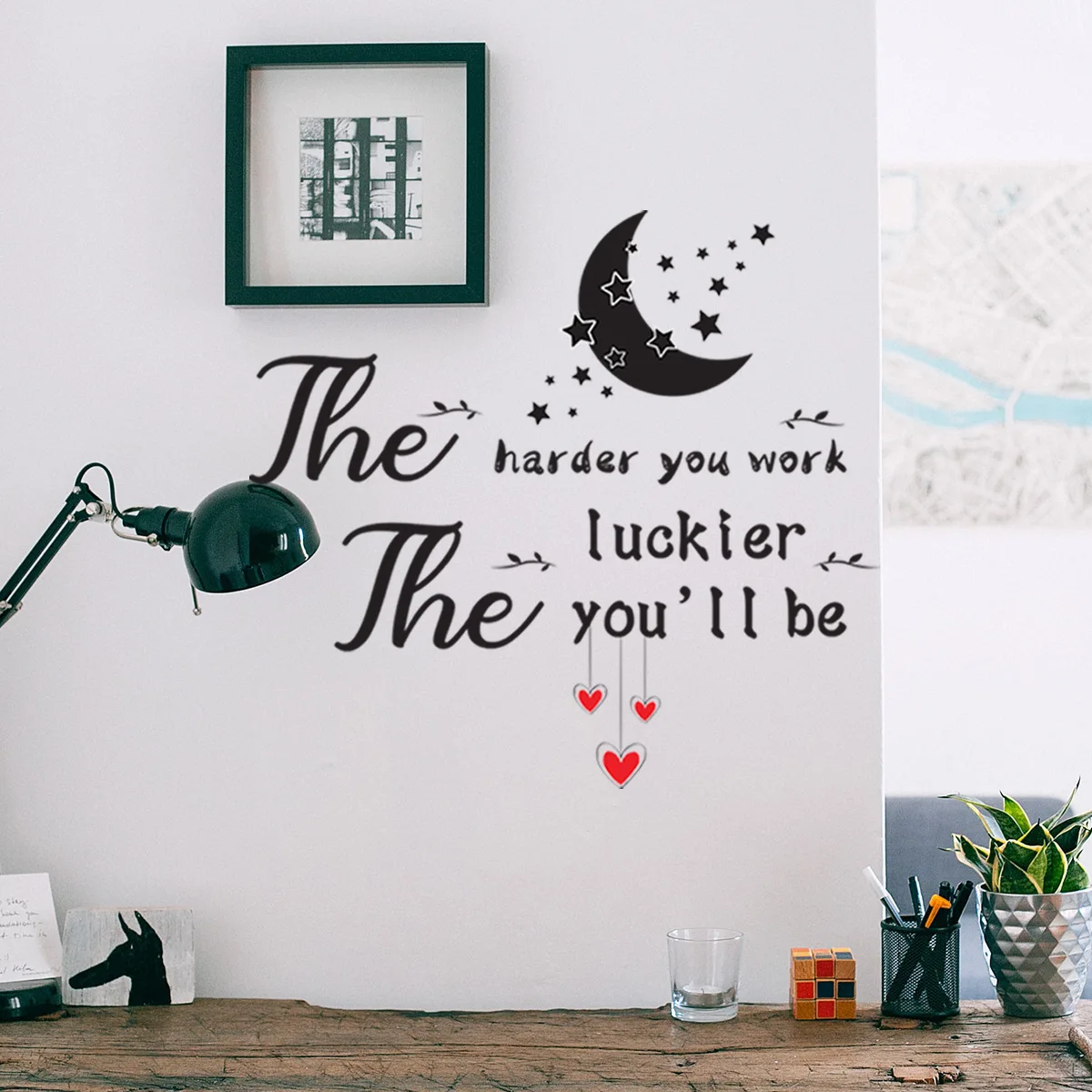 

English Slogan Love Background Wall Sticker, Living Room Decoration, Self Adhesive, Moon